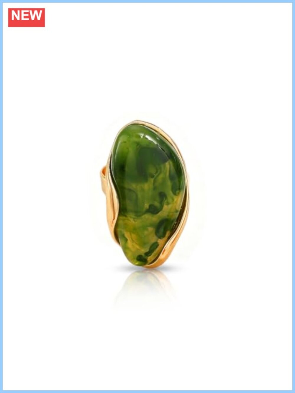 Chunky Resin Oval Statement Ring Adjustable Boho Y2K